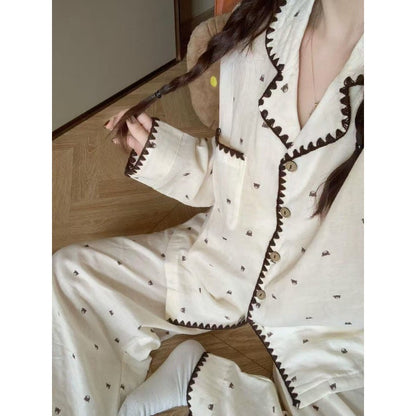 Plus Size Pajamas 2 Pieces Set Y2K Striped Strawberry Print Casual Korean Sweet Soft Women's Pajamas Autumn Winter New Homewear