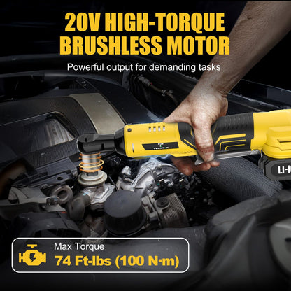 Chave de fenda elétrica sem fio 20V com catraca de ângulo reto 3/8 polegadas para desmontagem de porcas, reparo automotivo com bateria