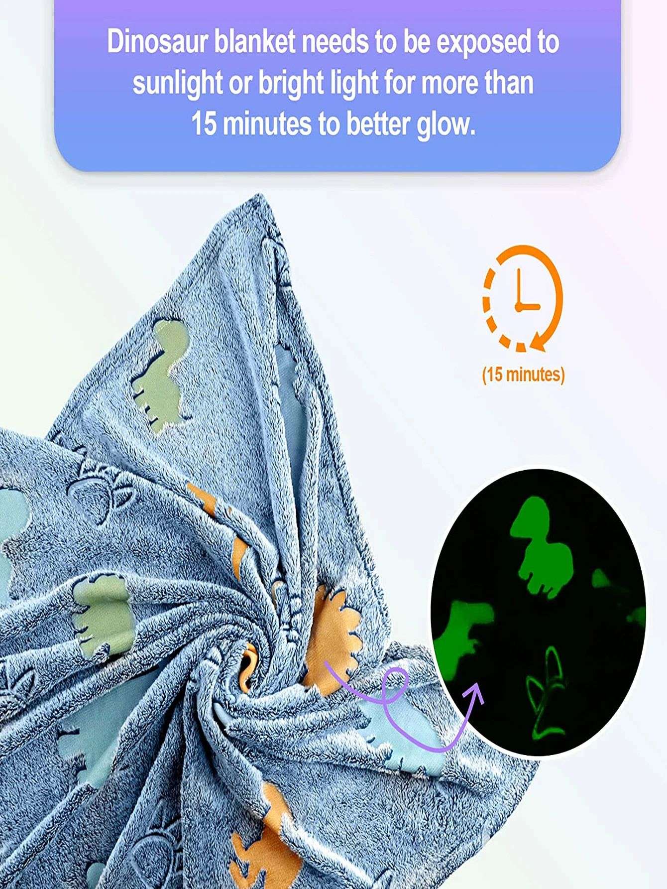 Manta de Flanela de Dinossauro Unicórnio Luminoso para Meninas e Meninos Que Brilha no Escuro Macia para Árvore de Natal