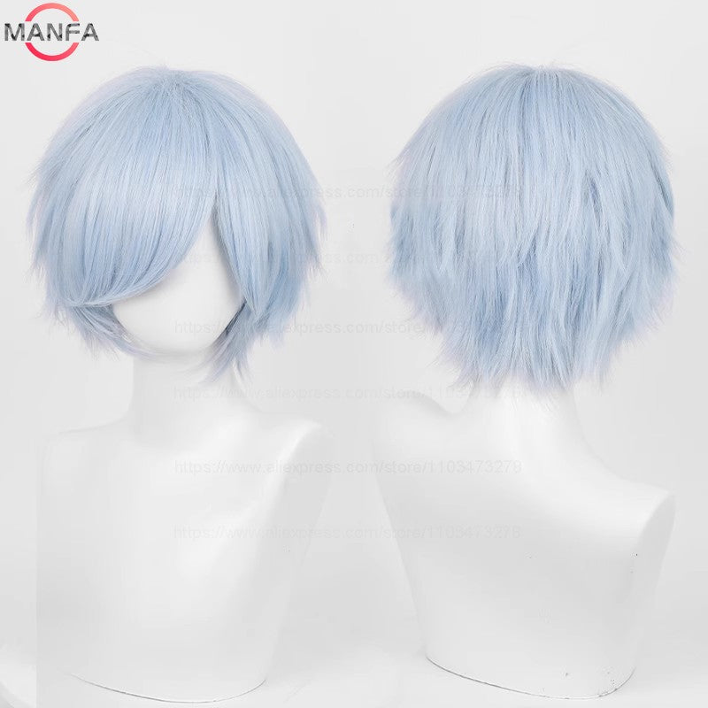 Anime 30cm Curta Reta Peruca Cosplay Preto Branco Verde Marrom Roxo Azul Cinza Vermelho Dourado Homens Mulheres Cabelo Sintético Resistente ao Calor