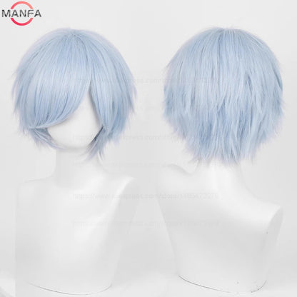 Anime 30cm Curta Reta Peruca Cosplay Preto Branco Verde Marrom Roxo Azul Cinza Vermelho Dourado Homens Mulheres Cabelo Sintético Resistente ao Calor