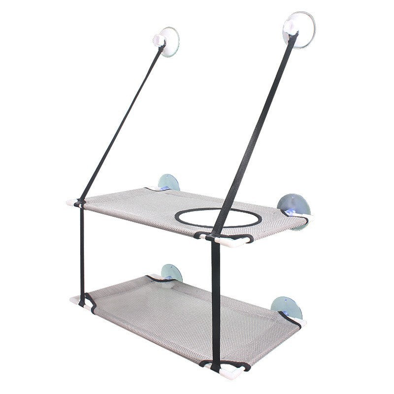 Rede de Gato para Janela Cama para Gatinho Cadeira de Sol Nicho Suspenso Sofá de Gato Túneis de Dois Andares Ventosa para Parede Cama Suspensa para Animais de Estimação de Inverno