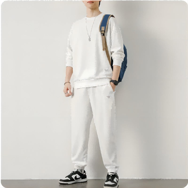 Men's Waffle Suit Sets Casual Long Sleeved Sweatshirt and Pants for Sports Men's T-shirt Hoodie Casual Trousers Set Loose Fit