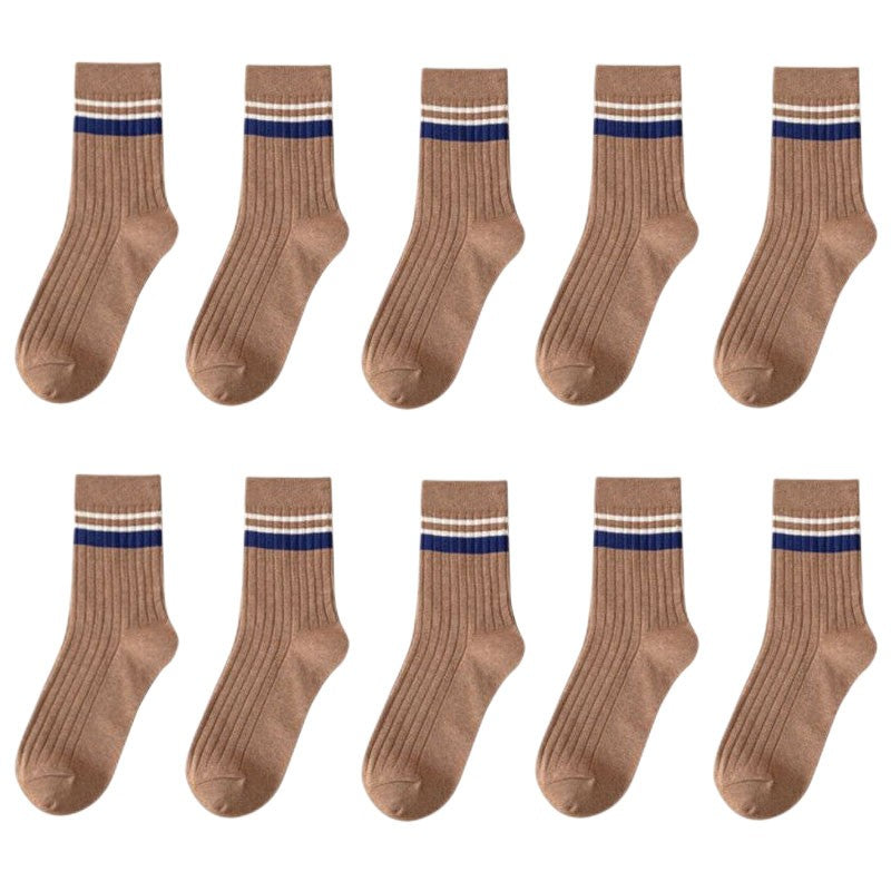 10 Pair Men's Striped Socks Spring Fashion Casual Socks High Quality Harajuku Retro Socks Man
