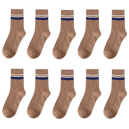 10 Pair Men's Striped Socks Spring Fashion Casual Socks High Quality Harajuku Retro Socks Man