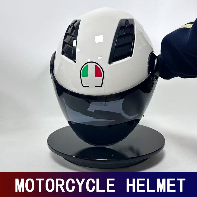 Novo capacete de motocicleta três quartos, capacete elétrico completo para homens e mulheres, capacete de motocicleta para pilotagem, meio capacete de inverno, quente
