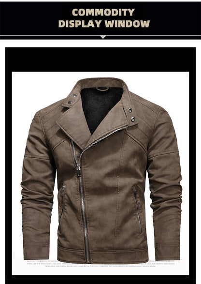 Jacket Men Coat Winter Leather Bomber Genuine Casual Brown Jackets Coats Faux Leather Vintage Black Biker Jacket Men Windproof