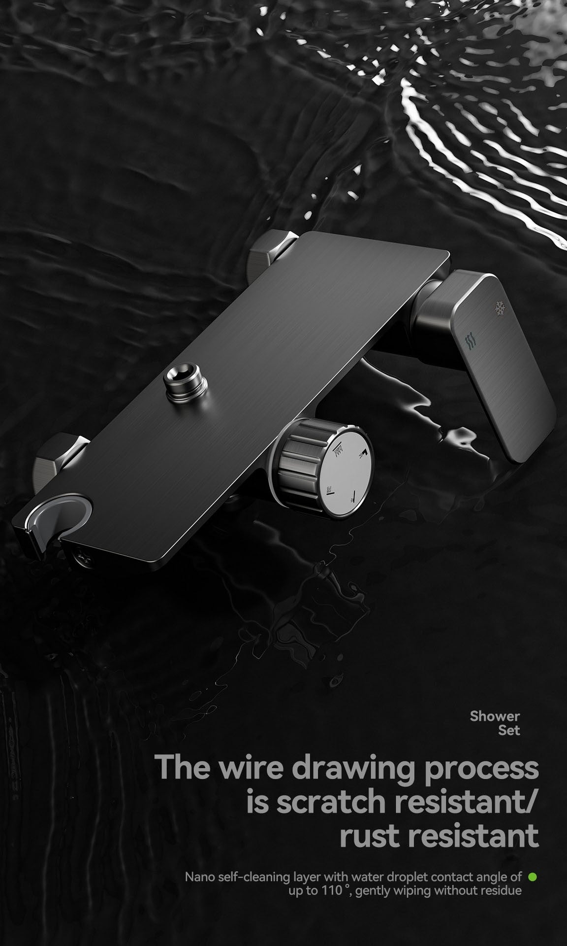 Multifunction Bathroom Shower System Set Hot and Cold Water Household Rotary Knob Pressurize Aluminum Gunmetal Gray Shower Set