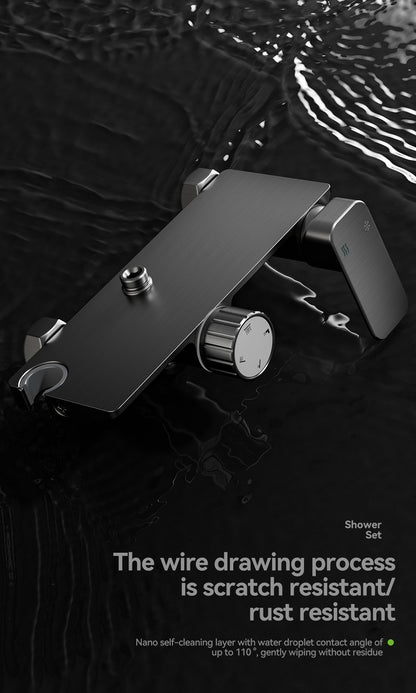 Multifunction Bathroom Shower System Set Hot and Cold Water Household Rotary Knob Pressurize Aluminum Gunmetal Gray Shower Set