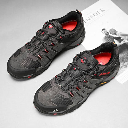 HIKEUP Tênis Masculino de Caminhada em Couro Camurça, Calçados Outdoor Resistentes ao Desgaste Masculinos para Trekking, Caminhada, Caça e Tênis Táticos