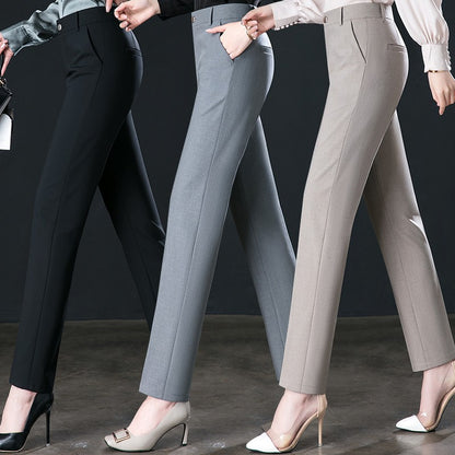 New Autumn Fashion Trousers Women's High Waisted Straight Suit Pants Loose Dress Pants Black Beige Grey Slacks Women Pantalones