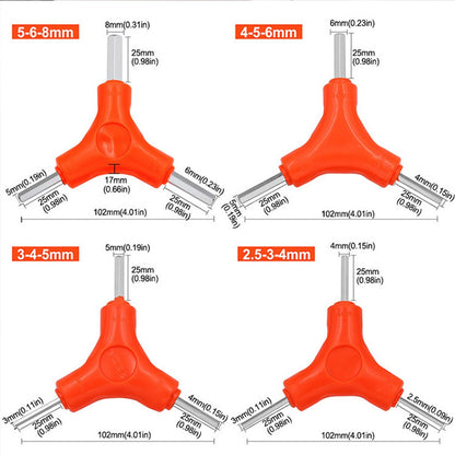 Chave Allen 3 em 1 Trident 2.5/3/4/5/6/8mm Conjunto de Chaves Sextavadas Ferramentas de Manutenção de Bicicletas em Aço Carbono