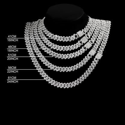 Colar Cubano de 20 Polegadas com Elos Duplos Unissex Edição Congelada Brilhante com Diamantes Joia em Estilo Hip-Hop