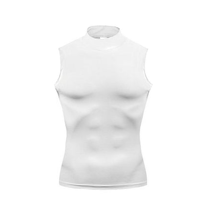Training Exercise Sleeveless T-shirts Men Fitness Running Vests Turtleneck Elastic Quick Dry Compression Shirt Gym Tank Tops