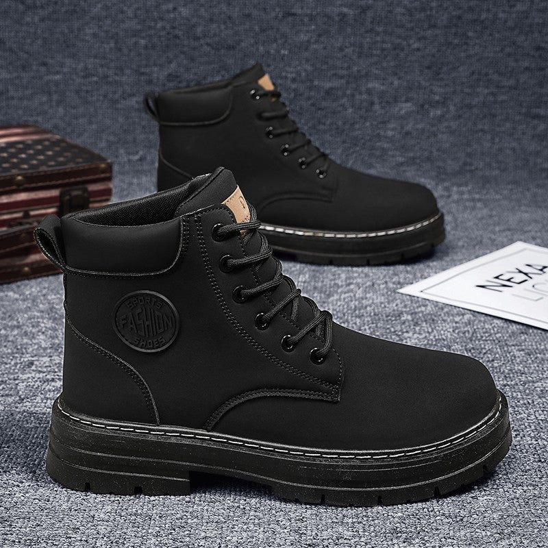 Men's Boots Autumn New High Top Workwear Boots British Style Korean Version Thick Soled Lace Up Anti Slip Warm Men Boots