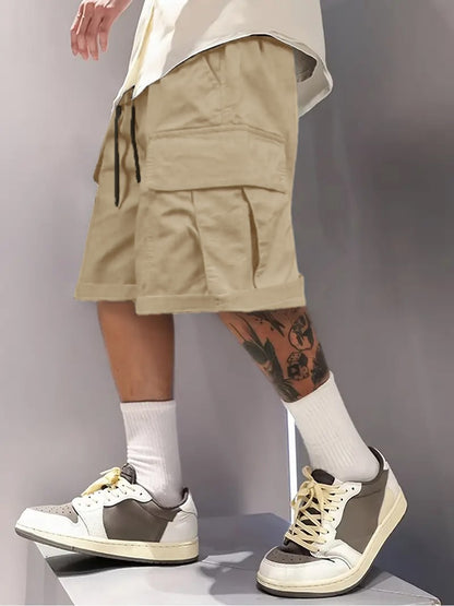 Summer Men's Cargo Shorts, Casual, Versatile and Fashionable, Three Colors Available, Multi-Pocket Design, Suitable for Casual Outings