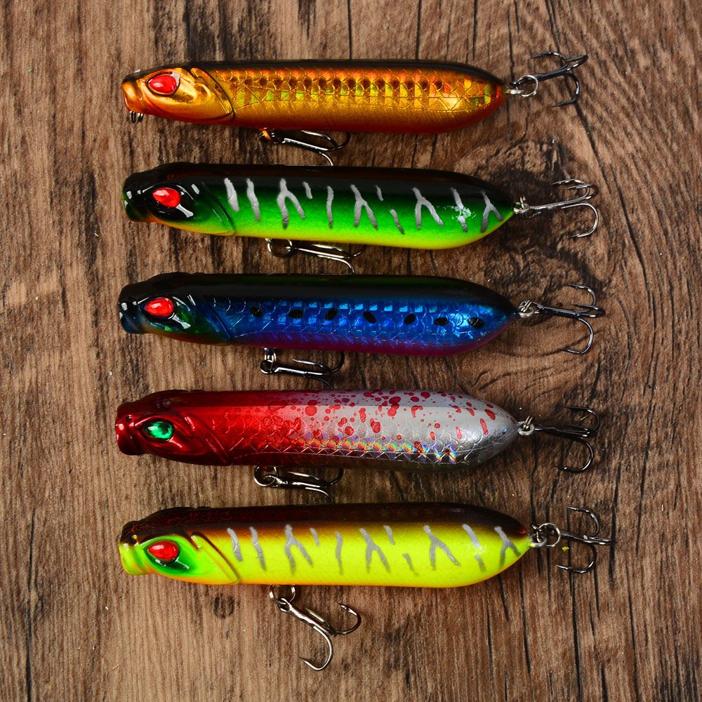 5pcs Popper Fishing Lures Topwater Popper Wobblers Hard Bait Floating Baits Sea Bass Pike Fishing Lure
