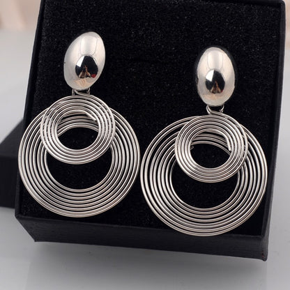 Brincos de declaração redondos grandes e modernos para mulheres cor dourada e prateada metal geometria brincos pendentes joias simples europeias