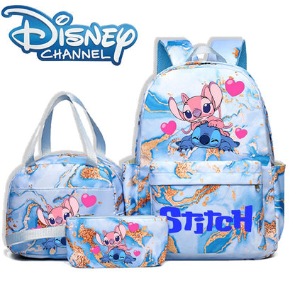3pcs Disney Stitch Backpack Lunch Bag Pencil Case Set Anime Cartoon Fashion Schoolbag Suit Students New Semester School Supplies