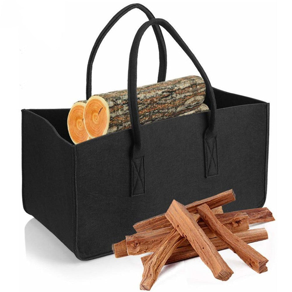Felt Storage Bag for Fireplace Wood Organizer, Shopping Basket, Magazine Rack, Firewood Pocket, Home Storage Bags Holder