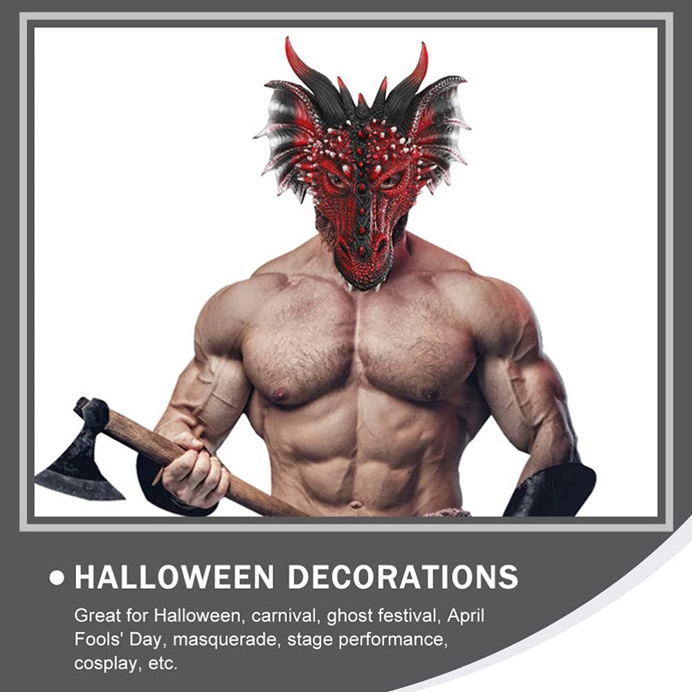 Black and Red Dragon Mask Halloween Cosplay Half Face Mask Masquerade Carnival Demon Adult Horror Carnival Party Props