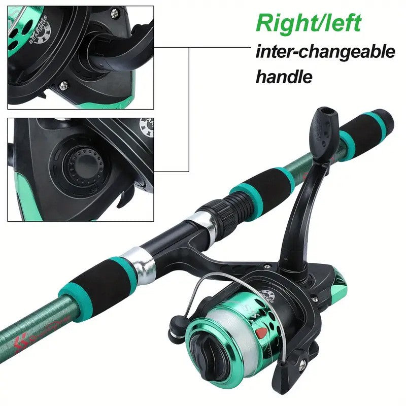 Kit Completo de Vara de Pesca com Vara Telescópica e Molinete Iscas Anzóis Kit de Pesca para Viagem