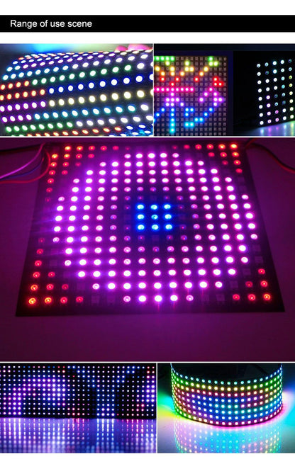 WS2812B RGB LED Panel Screen 8x8 16x16 8x32 256 Pixels Digital Flexible Programmed Individually Addressable Full Color DC5V