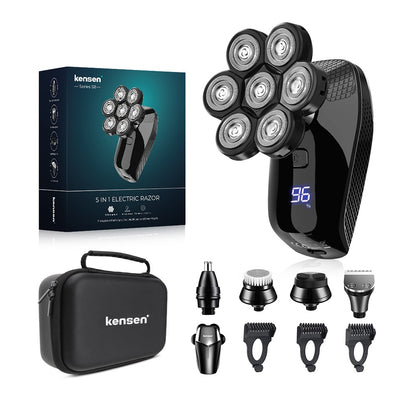 Kensen 5 In 1 Electric Shaver 7D Floating Cutter Head Rechargeable Shaver Kit For Men IPX6 Waterproof Beard Trimmer head shavers