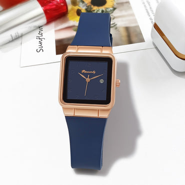 Manufacturer's in stock foreign trade new leisure sports scale calendar square silicone strap quartz women's watch watch watch