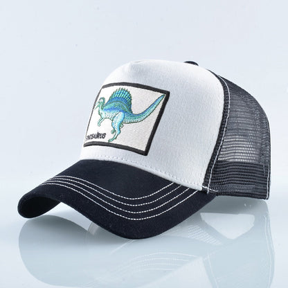 Men's Summer Baseball Cap Women Streetwear Trucker Caps With Spinosaurus Patch Snapback Hip Hop Drack Bones Adjustable Viosr Hat