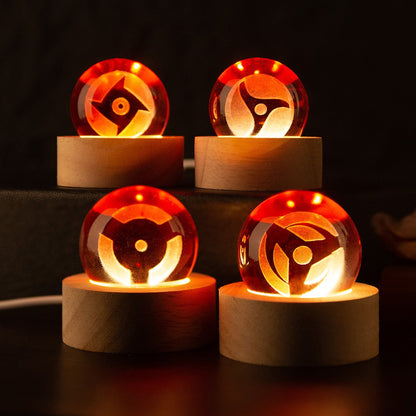 Anime Sasuke Sharingan Bola de Cristal com Base de LED 7 Peças Criativas Enfeite de Mesa Luzes Japonesas Ninjas Fãs Presente de Aniversário