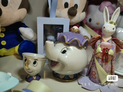 Bule da Disney Fofo Desenho Animado A Bela e a Fera Bules Caneca Sra. Potts Xícara Chip Bules Conjunto de Chá Dropshipping