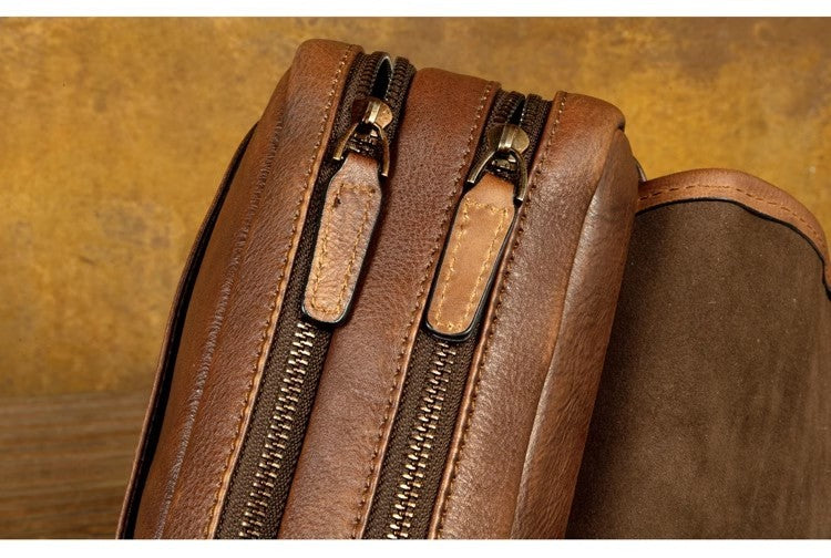 Leather shoulder bag men's messenger bag casual men's bag tide brand high-capacity leather messenger bag tooling backpack.