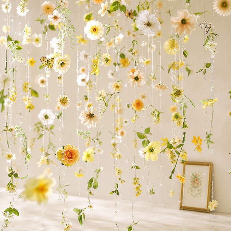 25/50Pcs 1.8m Silk Artificial Floating Flower String Wedding Couple Photo Decor DIY Floral Design Craft Supplies Home Decoration