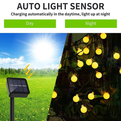 Solar String Lights Outdoor 200 LED Crystal Globe Lights Waterproof Solar Festoon Fairy Light for Garden Christmas Party Decor