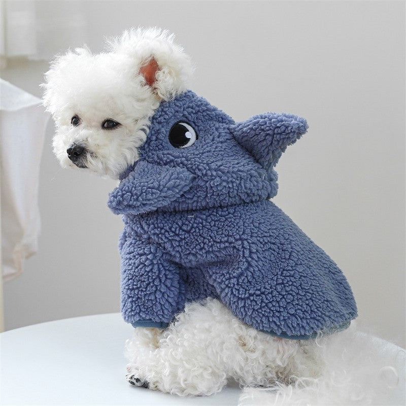 Roupinha de Fleece Super Macio para Animais de Estimação Cachorrinho Outono Inverno Pelúcia Quente Macacão para Cães Quatro Patas Dinossauro Unicórnio Cosplay Roupa para Gatos
