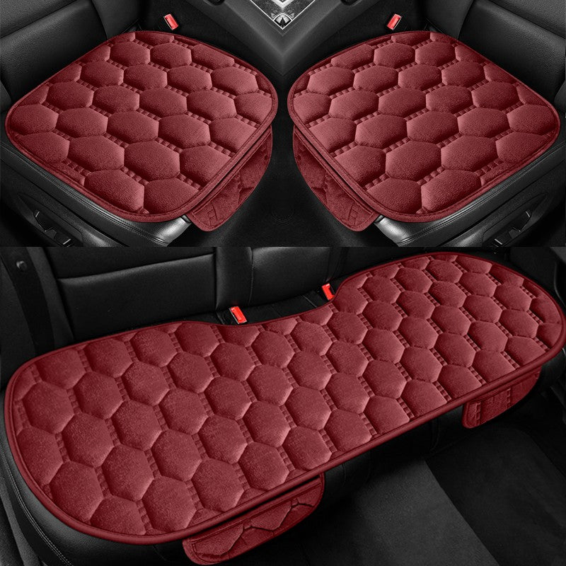 Car seat cushion three piece set, single seat, single piece, winter plush backrest, no binding, anti slip, cold resistant pad