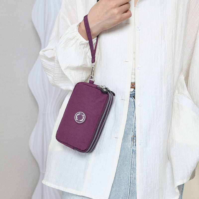 New long women's clutch, three-layer zipper, large-capacity coin purse