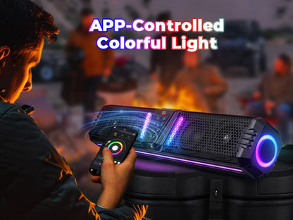 KEMiMOTO Midnight 80 Sound Bar IP66 Waterproof with RGB APP Remote Control Soundbar For Golf Cart UTV ATV fits 1"-2" Roll Bars