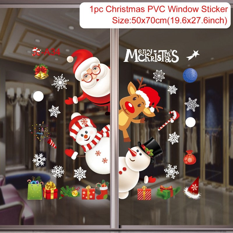 2025 Merry Christmas Wall Sticker Window Glass Merry Christmas Decor for Home Living Room Wall Decor 2026 Happy New Year Sticker