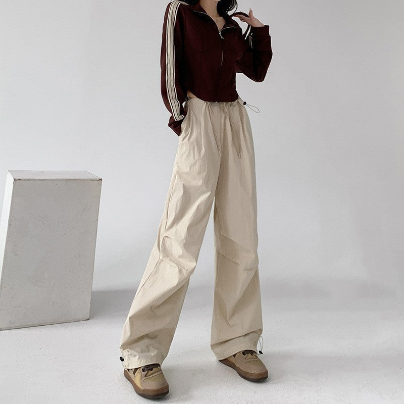 Women's Retro Cargo Pants High Waisted Straight Leg Joggers Casual Sporty Sweatpants for Streetwear