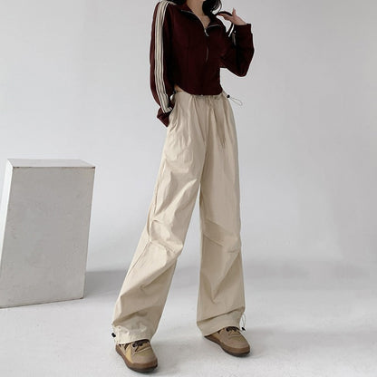 Women's Retro Cargo Pants High Waisted Straight Leg Joggers Casual Sporty Sweatpants for Streetwear