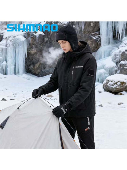 2026 Conjunto de Ciclismo com Capuz Soft Shell de Pele de Tubarão para Uso Externo, Conjunto de Pesca Quente de Veludo Masculino, Conjunto de Assalto de Soft Shell e Veludo
