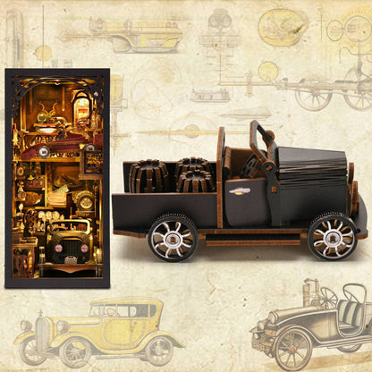 Carro Modelo Vintage Clássico Carro de Madeira Criativo DIY Kit de Quebra-Cabeça 3D Livro de Recanto Experimento de Ciência Educação Brinquedos Infantis Estante de Livros