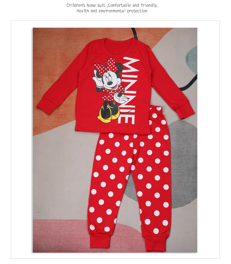 2pcs/set Kids Minnie Pajamas for Boys Girls Home Wear Kids Casual Sleepwear Long Sleeve Pajamas Bottoms Suit Cute Gifts nighty