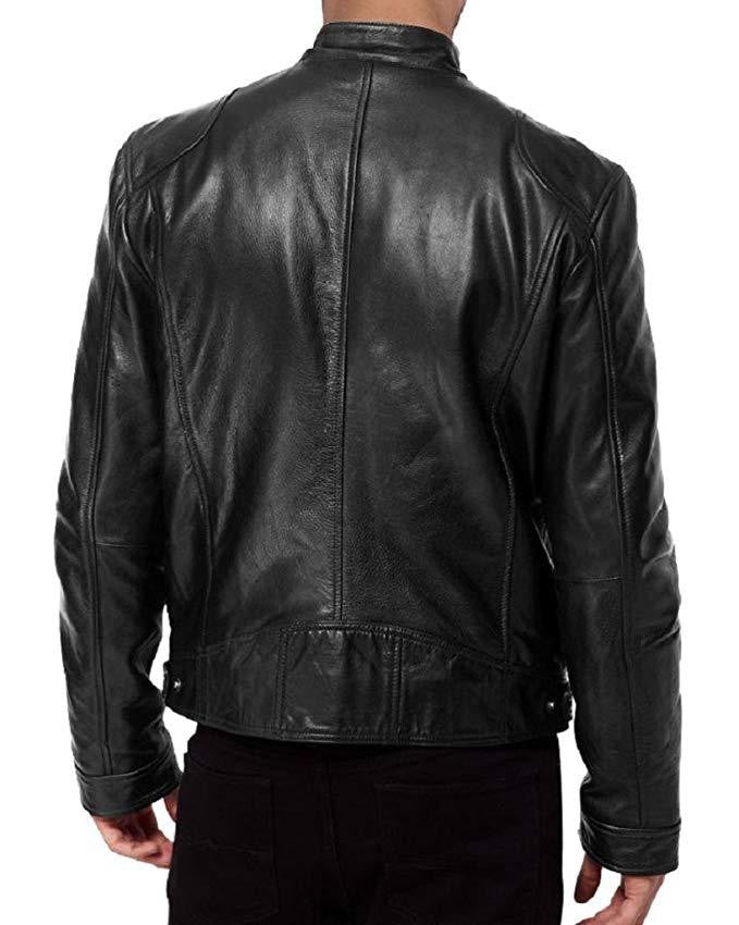 Men's Retro True Brown Motorcycle Jacket New High Quality Men's Casual Coat Men's Black Genuine Lambskin Leather Biker Jacket