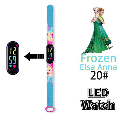 Disney Frozen Digital Kids' Watches Anime Figures LED Luminous Watch Touch Waterproof Electronic Sports Watch Kids Birthday Gift