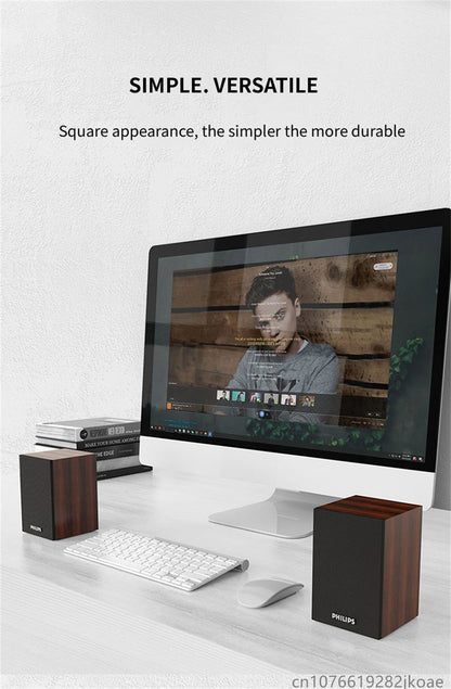 Caixas de Som Bluetooth Philips SPA20 Alto-falante Externo Reprodutor de Música Som Estéreo HiFi Subwoofer para Computador de Mesa Celular