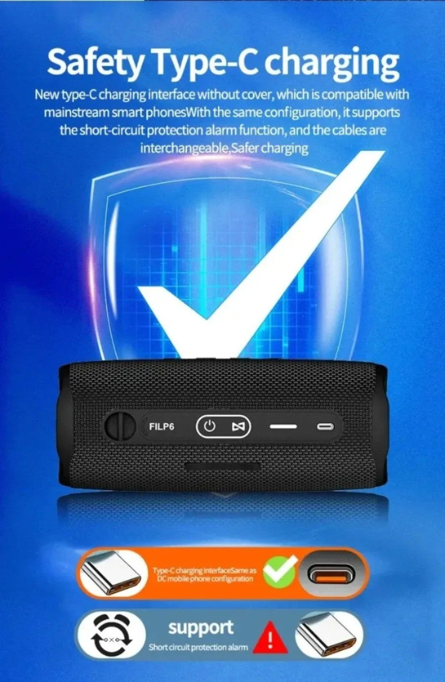 Caixa De Som Bluetooth Portátil Flip6 Multifuncional TWS Áudio Subwoofer Sem Fio para Casa com Dois Alto-falantes