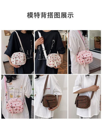 Cute Strawberry Shoulder Bag Casual Zipper Trendy Crossbody Bag Tote Handbag for Women Girls Travel Work Messenger Bag Handbags